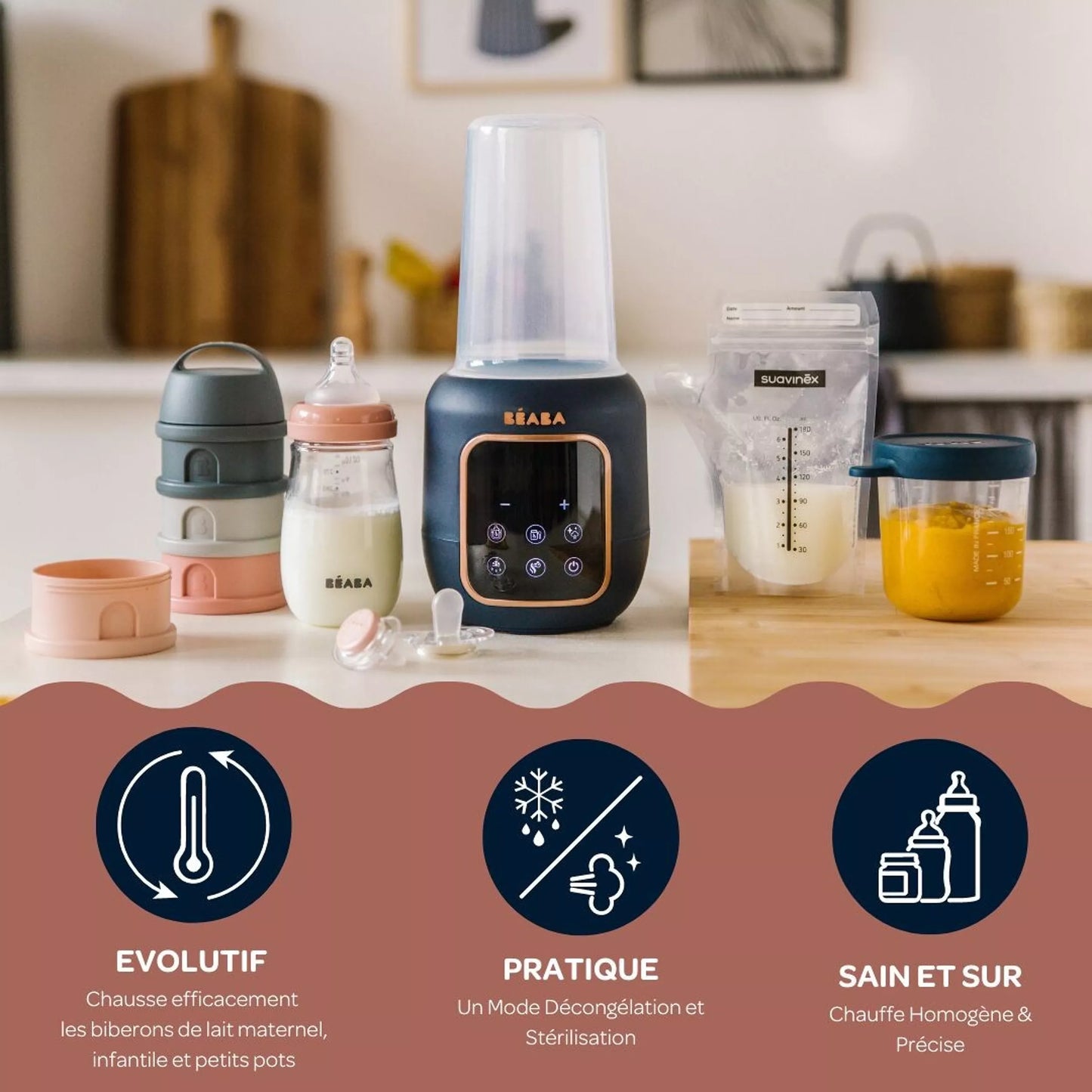 Chauffe biberon BEABA Multi-Milk Night Blue