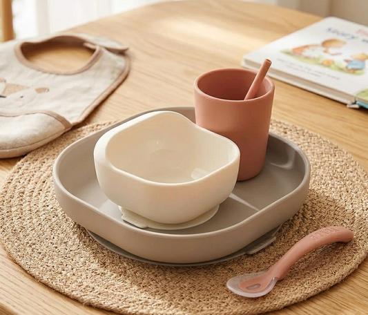 Coffret repas silicone 4 pièces - Terracotta / Gazelle