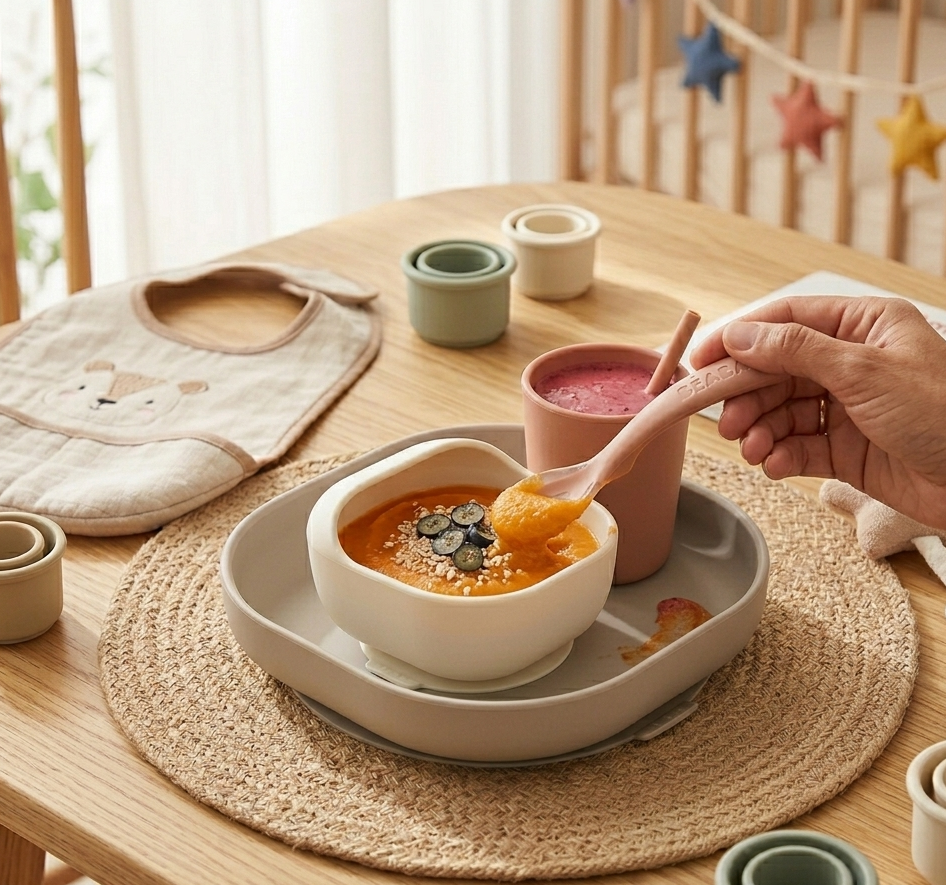 Coffret repas silicone 4 pièces - Terracotta / Gazelle